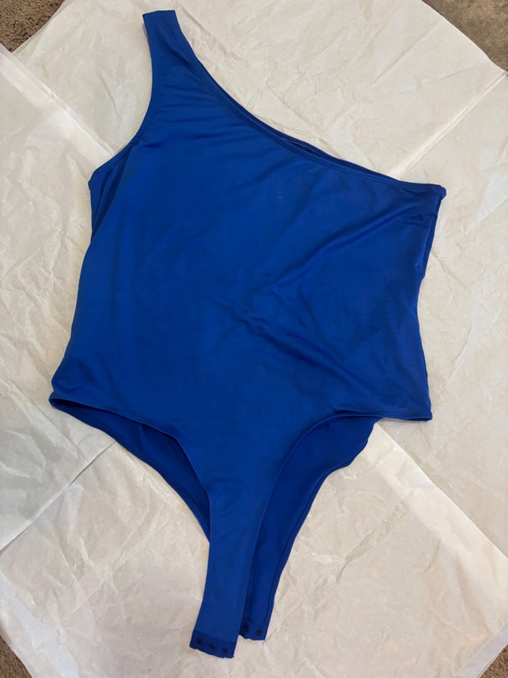 SHEIN One-Shoulder Bodysuit Jumpsuit in Blue, Orange, and Black - Picture 3 of 6